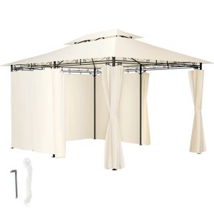 tectake Luxus Garten Pavillon Emine 4x3m mit 6 Seitenteilen - creme