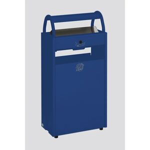 VAR Abfallbehälter mit Ascher, Volumen 60 l, BxHxT 480 x 960 x 250 mm, blau RAL 5010