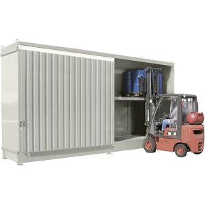 eurokraft pro Gefahrstoff-Regalcontainer, Kapazität 32 x 200-l-Fässer, grauweiß