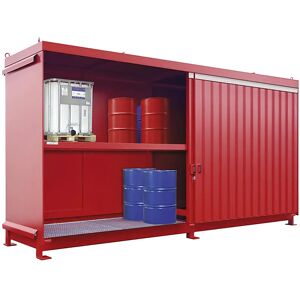 eurokraft pro Gefahrstoff-Regalcontainer, Kapazität 8 x 1000-l-IBC/KTC, rot