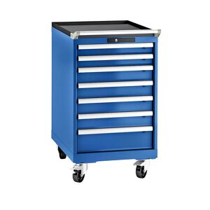 LISTA Schubladenschrank, Stahlblech, HxB 990 x 564 mm, 7 Schubladen, fahrbar, enzianblau