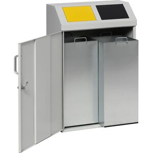 eurokraft pro Wertstoffsammelschrank, Volumen 2 x 50 l, lichtgrau RAL 7035