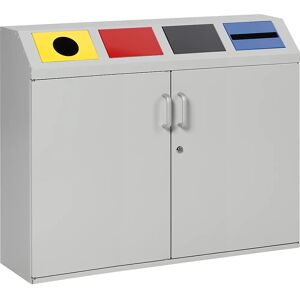 eurokraft pro Wertstoffsammelschrank, Volumen 4 x 50 l, lichtgrau RAL 7035