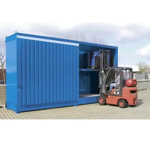 eurokraft pro Gefahrstoff-Regalcontainer, Kapazität 32 x 200-l-Fässer, blau