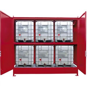 eurokraft pro Gefahrstoff-Regalcontainer, Kapazität 6 x 1000-l-IBC/KTC, rot