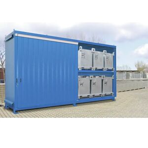 eurokraft pro Gefahrstoff-Regalcontainer, Kapazität 12 x 1000-l-IBC/KTC, blau