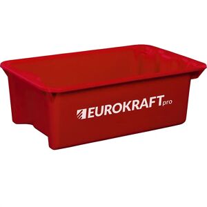 eurokraft pro Drehstapelbehälter aus lebensmittelechtem Polypropylen, Volumen 34 l, VE 3 Stk, Wände und Boden geschlossen, rot