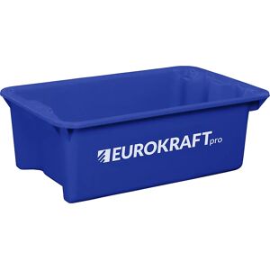 eurokraft pro Drehstapelbehälter aus lebensmittelechtem Polypropylen, Volumen 34 l, VE 3 Stk, Wände und Boden geschlossen, blau