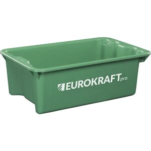 eurokraft pro Drehstapelbehälter aus lebensmittelechtem Polypropylen, Volumen 34 l, VE 3 Stk, Wände und Boden geschlossen, grün