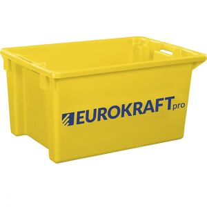 eurokraft pro Drehstapelbehälter aus lebensmittelechtem Polypropylen, Volumen 70 l, VE 2 Stk, Wände und Boden geschlossen, gelb