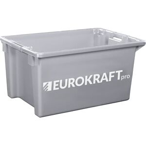 eurokraft pro Drehstapelbehälter aus lebensmittelechtem Polypropylen, Volumen 70 l, VE 2 Stk, Wände und Boden geschlossen, grau