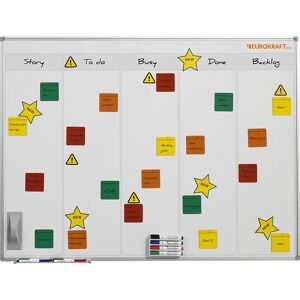 eurokraft basic Taskboard für Scrum und Kanban, lackiert, mit 5 Bahnen, BxH 1200 x 900 mm