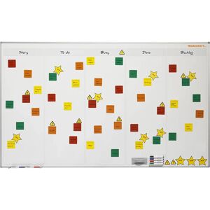 eurokraft basic Taskboard für Scrum und Kanban, lackiert, mit 5 Bahnen, BxH 2000 x 1200 mm