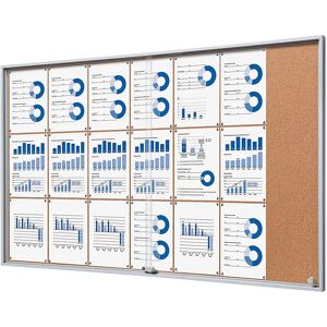 eurokraft pro Schaukasten mit Schiebetüren, Außen-BxHxT 1566 x 947 x 50 mm, Korkrückwand