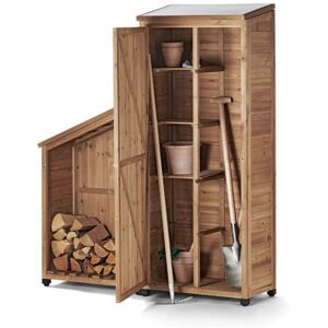 Gartenschrank mit Kaminholz-Anbau Tchibo - Naturfarben Holz   unisex