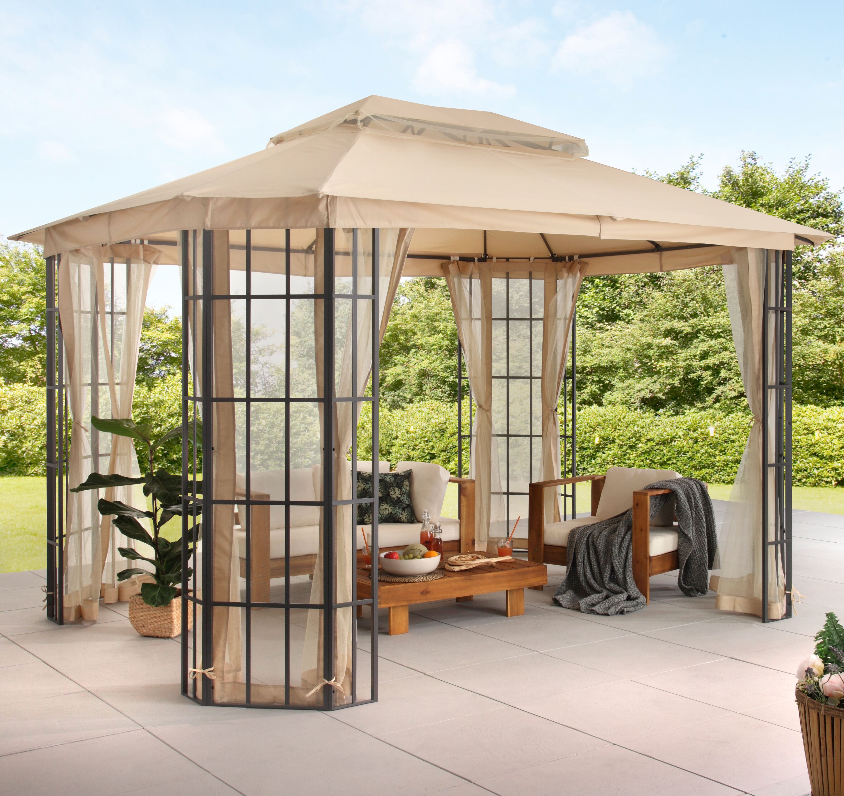 KONIFERA Pavillon »Borkum«, (Set), BxT: 300x360 cm beige