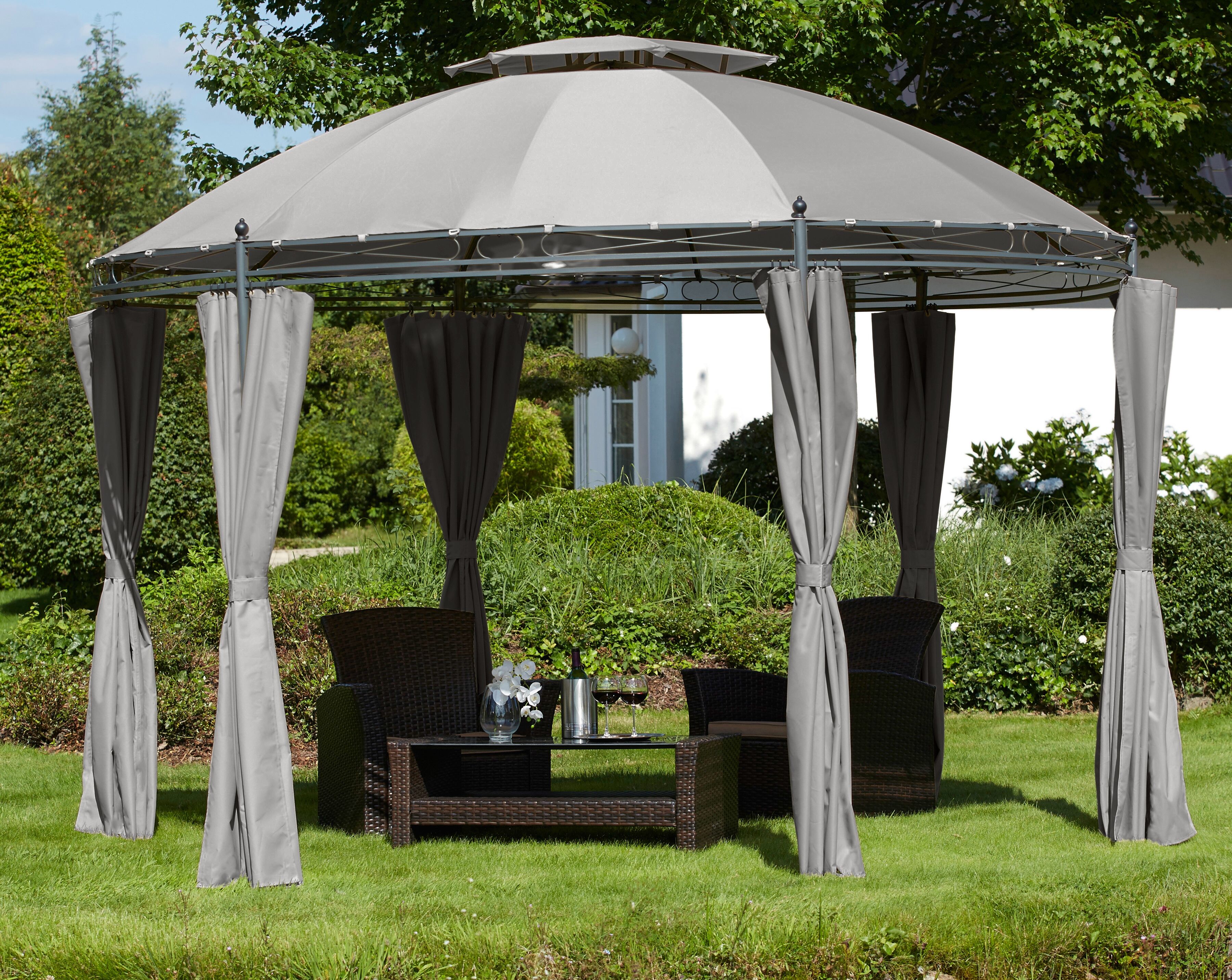 KONIFERA Pavillon »Tino«, (Set), BxT: 350 x 350 cm grau