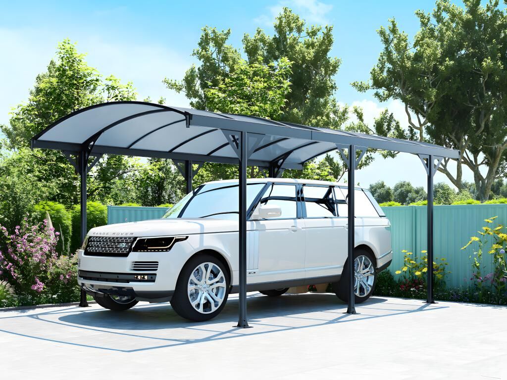 Vente-unique.ch Carport selbsttragend GENARO - Aluminium - Grau - 15,3 m²