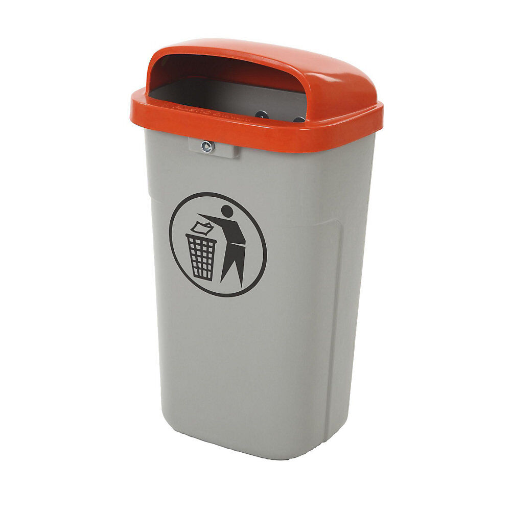 Abfallbehälter für außen Volumen 50 l, BxHxT 435 x 755 x 345 mm grau/orange
