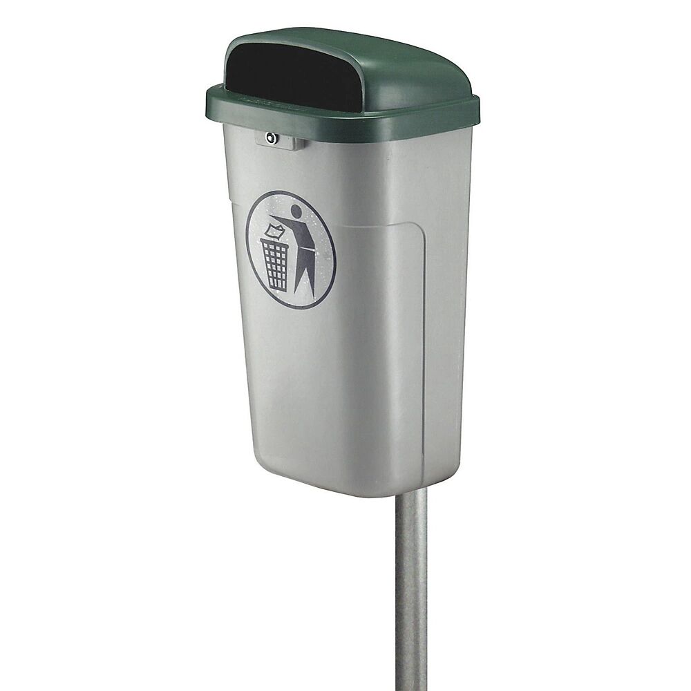 Abfallbehälter für außen Volumen 50 l, BxHxT 435 x 755 x 345 mm grau/grün