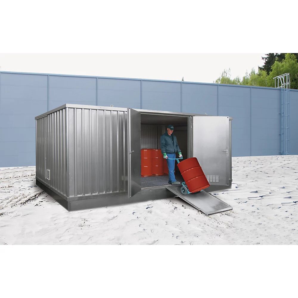 Gefahrstoff-Lagercontainer für gewässergefährdende Medien, kälteisoliert Außen-HxBxT 2585 x 5075 x 4200 mm verzinkt