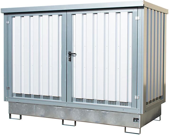 EUROKRAFTpro Stahl-Gefahrstoffdepot für 2 x 1000-l-IBC/KTC HxBxT 2180 x 2835 x 1595 mm