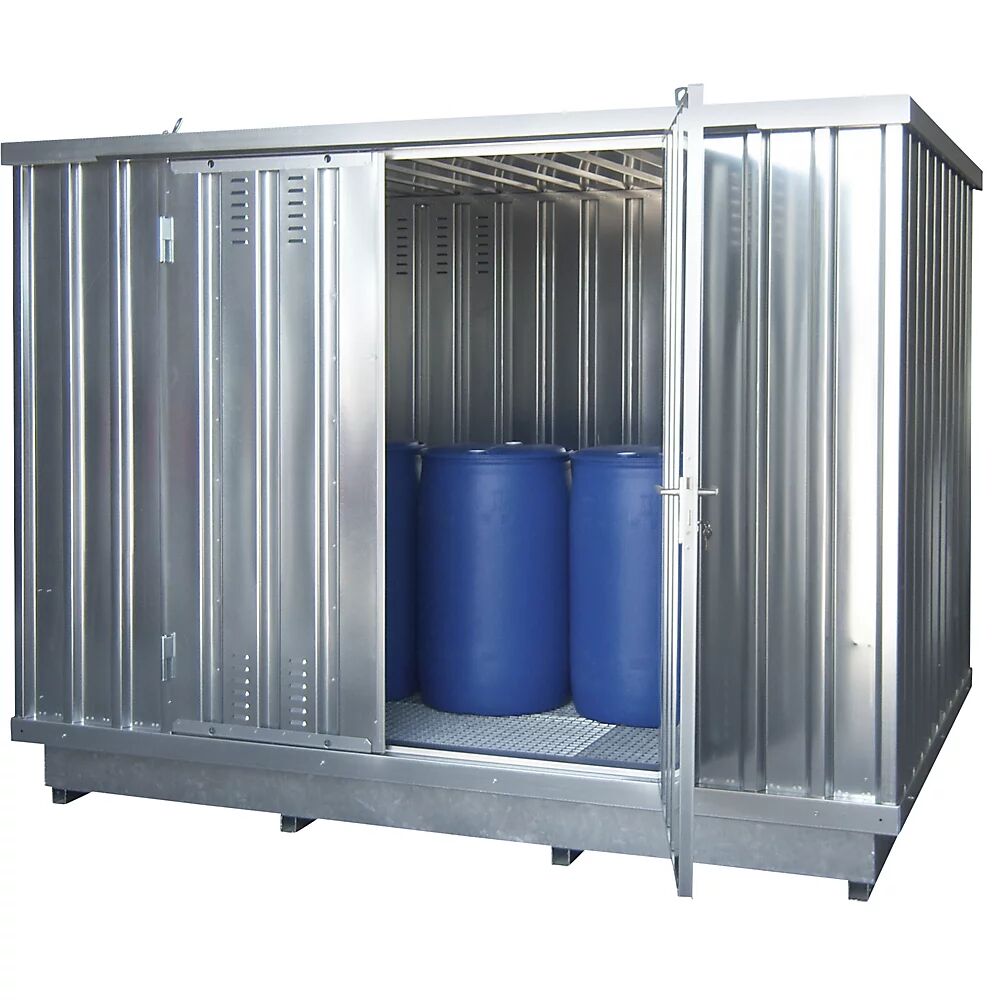 Gefahrstoff-Lagercontainer für gewässergefährdende Medien Außen-HxBxT 2385 x 3075 x 2075 mm verzinkt
