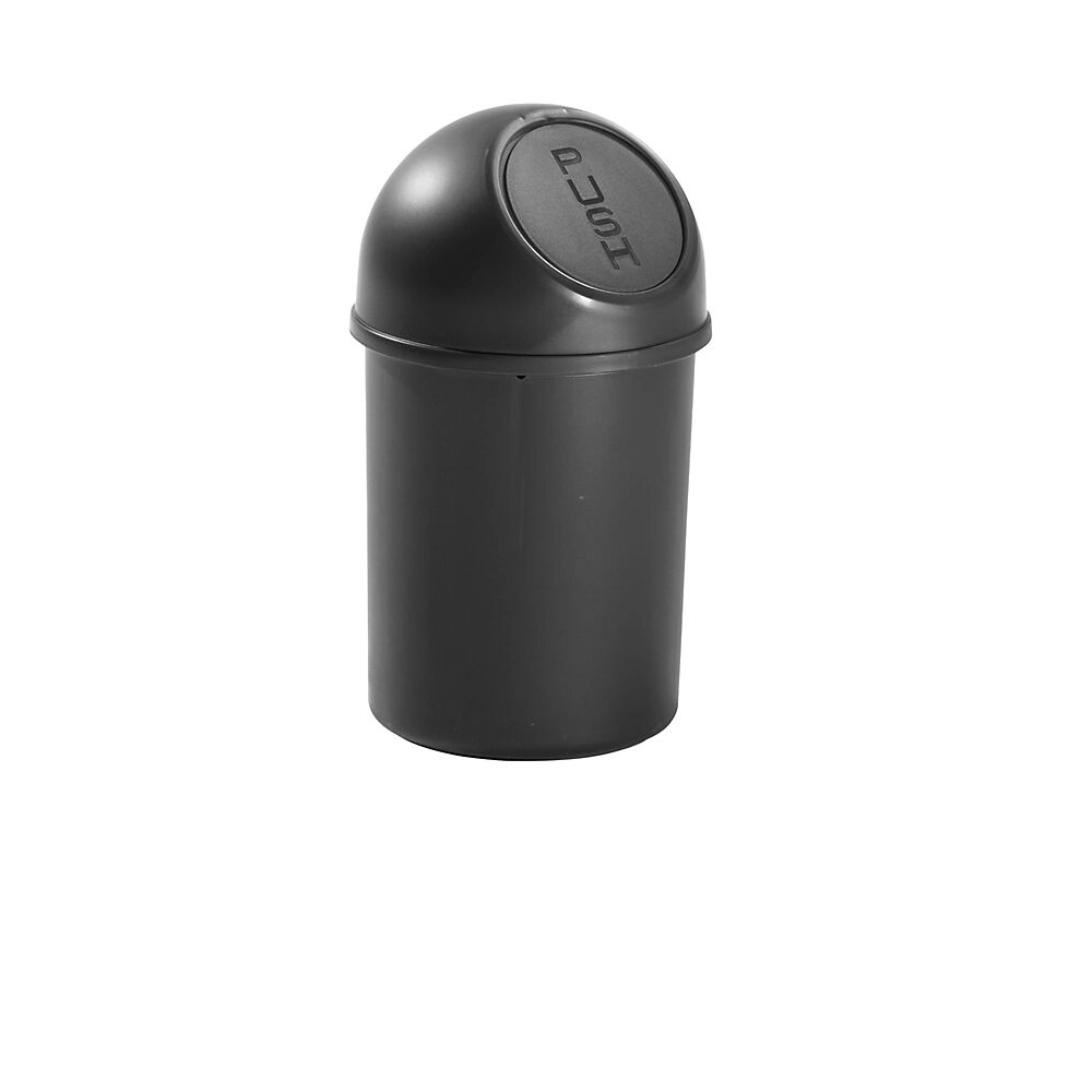 helit Push-Abfallbehälter aus Kunststoff Volumen 6 l, HxØ 375 x 216 mm schwarz, VE 6 Stk