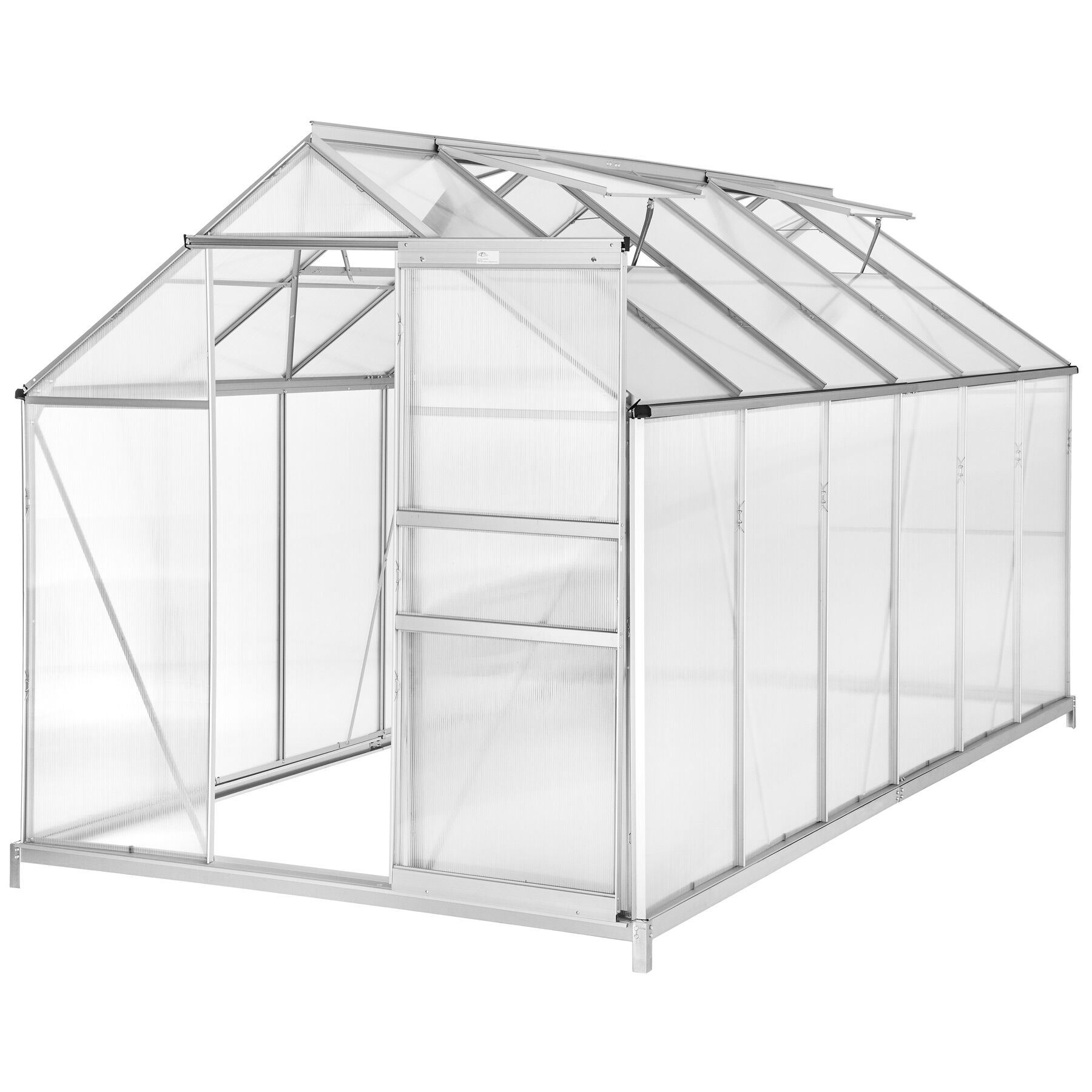 tectake Polykarbonátový skleník s pozinkovanou základnou - 375 x 185 x 195 cm