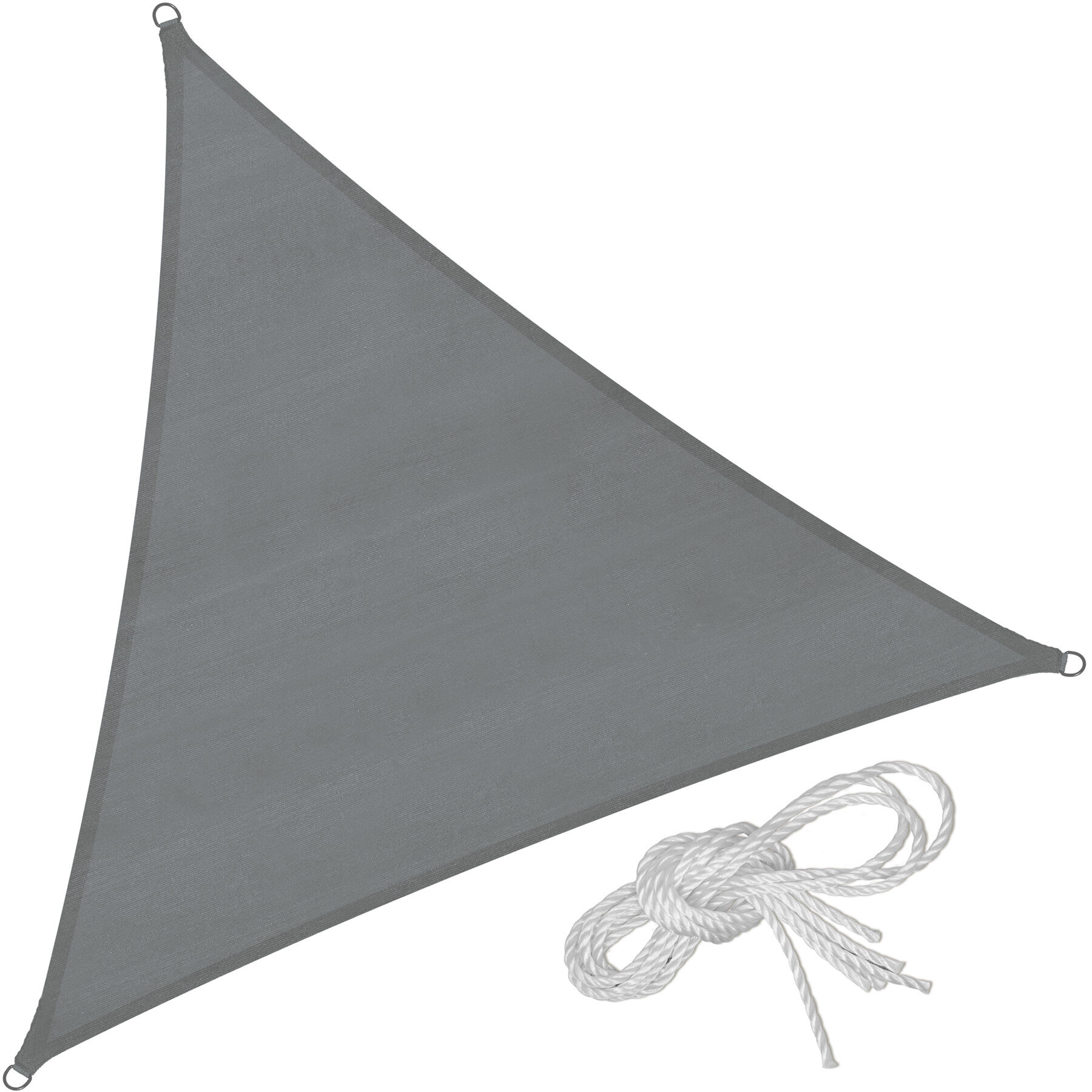 tectake Stínící plachta proti slunci trojúhelník, šedá - 500 x 500 x 500 cm