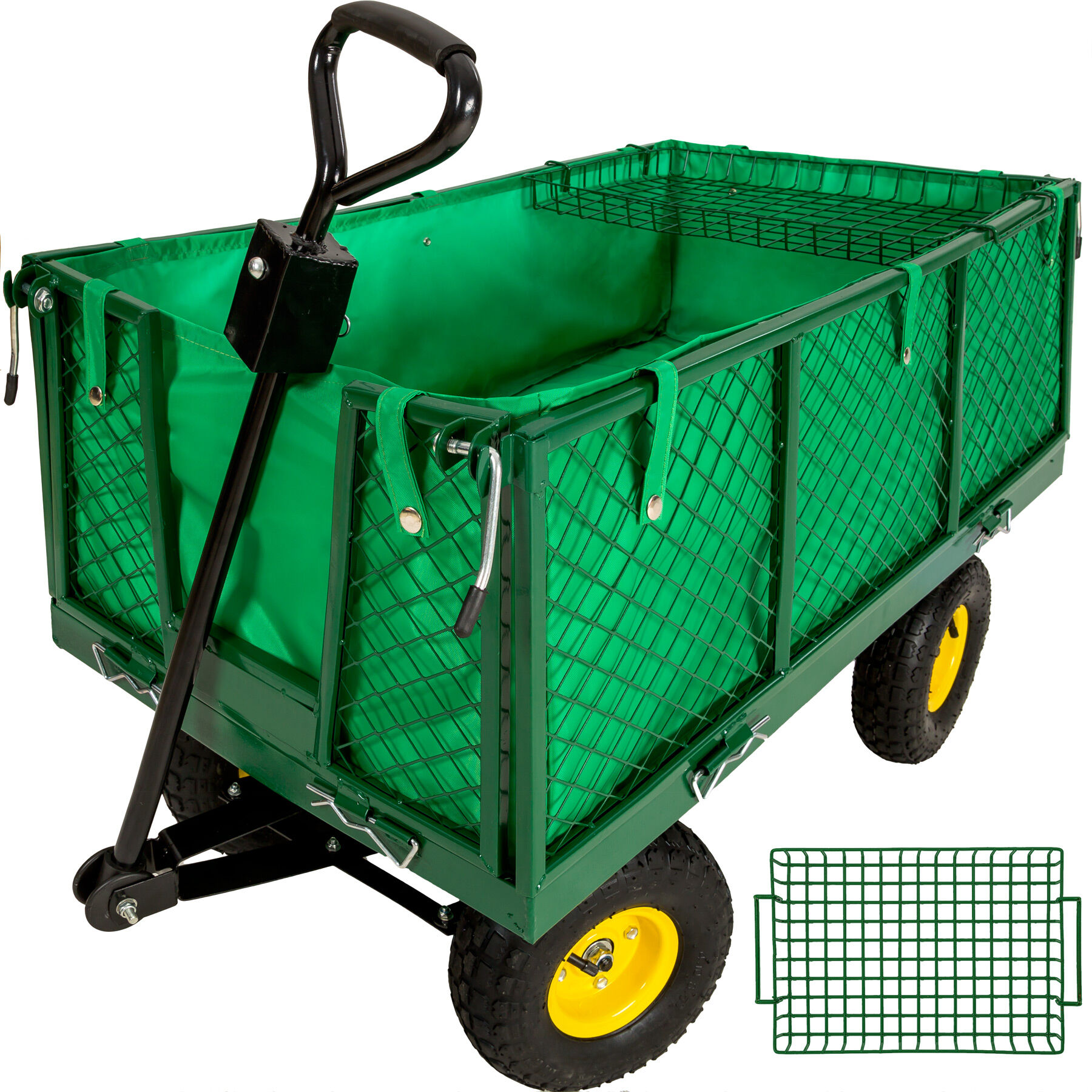 tectake Přepravní vozík zahradní s košíkem 550KG - zelená