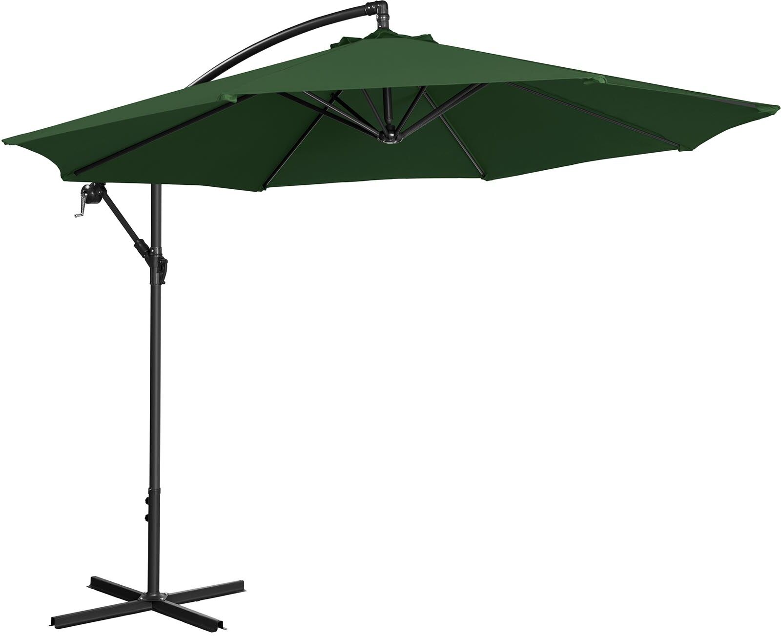 Uniprodo Boční slunečník - zelený - kulatý - Ø 300 cm - s náklonem UNI_UMBRELLA_R300GR