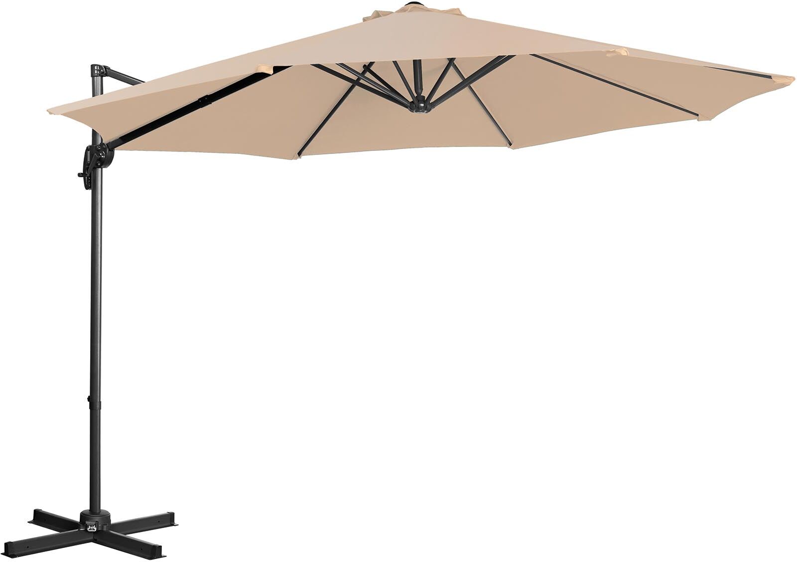 Uniprodo Boční slunečník - krémový - kulatý - Ø 300 cm - otočný UNI_UMBRELLA_2R300CR