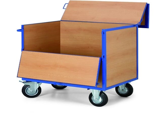 B2B Partner Skříňový vozík s dřevěnými stěnami a uzavíratelným víkem