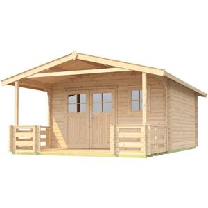 Weka 28 mm Gartenhaus 111 B mit Vordach und Terrasse (200 cm)-Gartenhaus 111 mit Vordach/Terrasse Gr. 2 (380 x 500 cm) - 50 % Rabatt auf Dacheindeckung