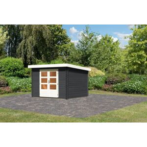 Karibu Gartenhaus Bastrup 5 - 28 mm-297 x 297cm- anthrazit 50% Aktions-Rabatt auf Dacheindeckung & gratis Gartenhaus-Pflegebox