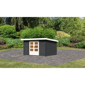 Karibu Gartenhaus Bastrup 7 - 28mm-357 x 297cm- anthrazit 50% Aktions-Rabatt auf Dacheindeckung & gratis Gartenhaus-Pflegebox