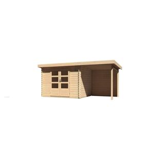 Karibu Gartenhaus Bastrup 3 inkl. 200 cm Schleppdach und Rückwand - 28 mm-297 x 237 cm-naturbelassen 50% Aktions-Rabatt auf Dacheindeckung & gratis Gartenhaus-Pflegebox