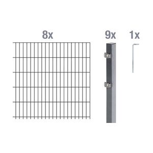 GAH ALBERTS Alberts Doppelstabmatten-Grundset 16 m 200 x 80 cm 6/5/6 anthrazit