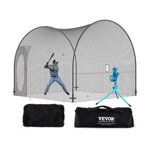 VEVOR Baseball-Schlagkäfig-Netz mit Rahmen und Netz 3,6 x 3,6 x 3 m, Baseballkäfig-Netz zum Schlagen und Aufstellen, Baseballnetz, Schlagkäfig für Jugendliche oder Erwachsene Schwarz Hinterhof