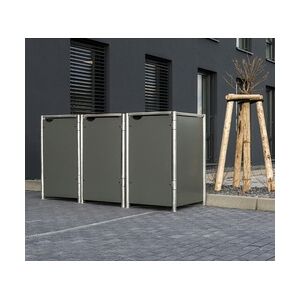 Hide Metall Mülltonnenbox für 3 Mülltonnen 240 Liter   Grau   81x209x115 cm