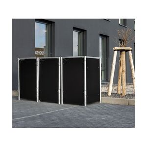 Hide Metall Mülltonnenbox für 3 Mülltonnen 120 Liter   Schwarz   64x181x115 cm