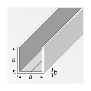 alfer Quadrat-U 2.5 m, 23.5 x 1.5 mm Aluminium eloxiert silber