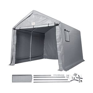 VEVOR Zeltgarage 304,8 x 304,8 x 259,1 cm Garagenzelt aus verzinkten Stahlstangen und einer dreischichtigen 240G-PE-Abdeckung Lagerzelt Carport 250 x 215 x 187 cm Zelttürgröße Gerätezelt Grau