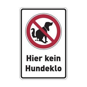 Hinweisschild, Hier kein Hundeklo, Aluminium, 300 x 200 mm - 200x300x0.45 mm Aluminium geprägt