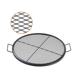 VEVOR X-Marks Feuerstellen-Grillrost, Φ 760 x 25 mm Lagerfeuer-BBQ-Grillrost aus Stahl mit Griff und Stütz-X-Draht, Tragbares Camping-Kochgeschirr für Partys und Zusammenkünfte im Freien, Schwarz