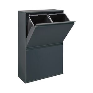 ARREGUI Basic CR604-B Recycling Abfalleimer / Mülleimer aus Stahl mit 4 Inneneimern, 4 Fach Mülltrennsystem, 4 x 17L (68 L) anthrazit/ dunkelgrau