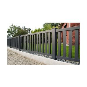 Jukom50505 Alu Zaun Baltrum - Gartenzaun aus Aluminium in Anthrazit - 200 x 70 cm Zaunelement in gerader Ausführung