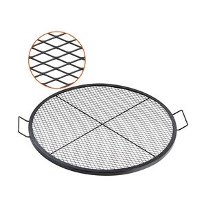 VEVOR X-Marks Feuerstellen-Grillrost, Φ 910 x 25 mm Lagerfeuer-BBQ-Grillrost aus Stahl mit Griff und Stütz-X-Draht, Tragbares Camping-Kochgeschirr für Partys und Zusammenkünfte im Freien, Schwarz