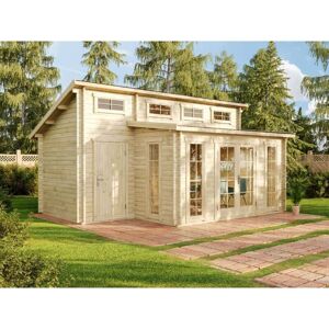 ALPHOLZ Gartenhaus Lausitz-40 iso aus Massiv-holz, Gerätehaus Garten Holzhaus inkl. Montagematerial, Geräteschuppen 570 x 420 cm mit Pultdach, 70 mm